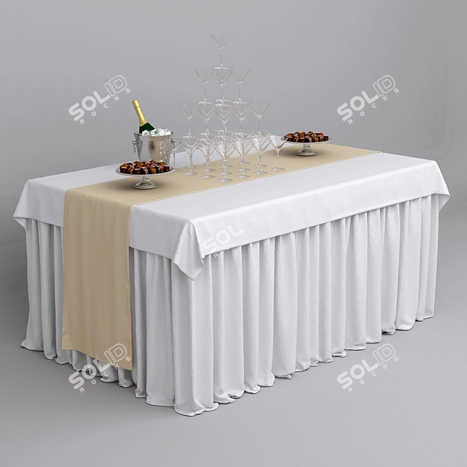 Elegant Buffet Table 3D model image 1