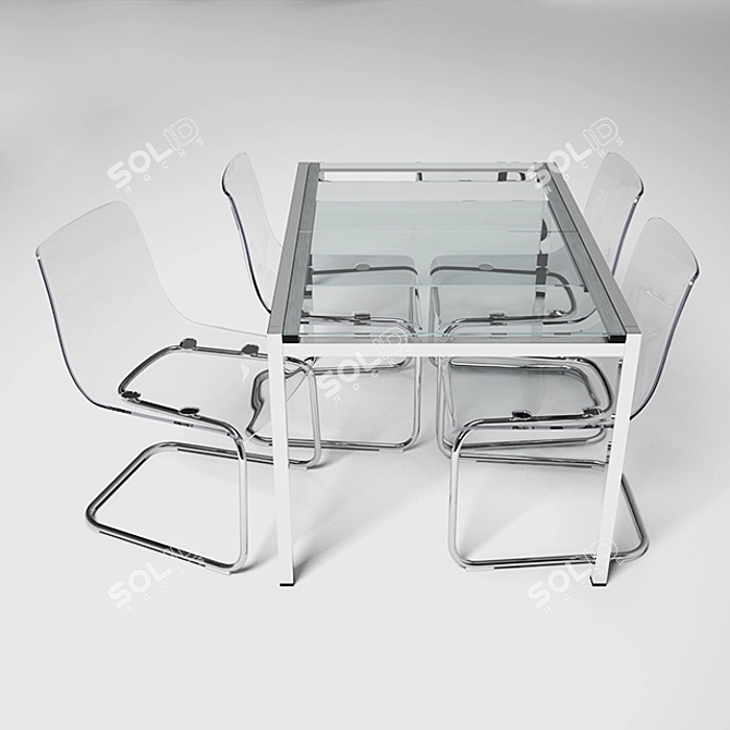 Ikea Glivarp 3D Model + Tobias Chairs 3D model image 2