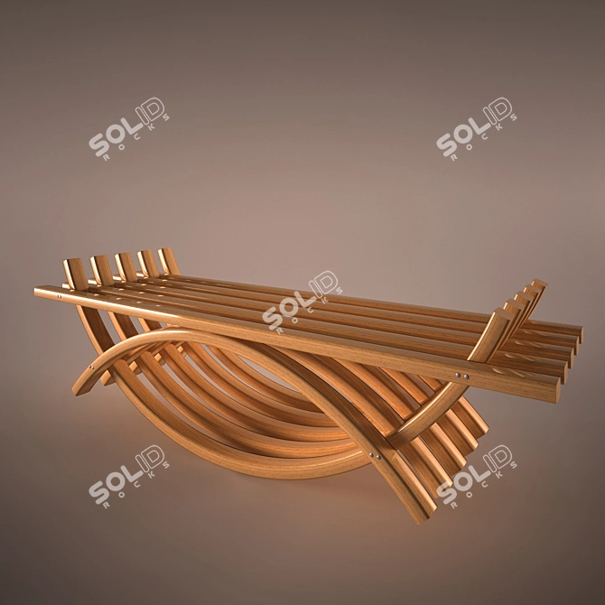 Ethnic Wooden Bench 3D model image 1