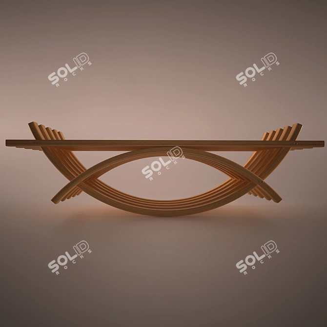 Ethnic Wooden Bench 3D model image 2