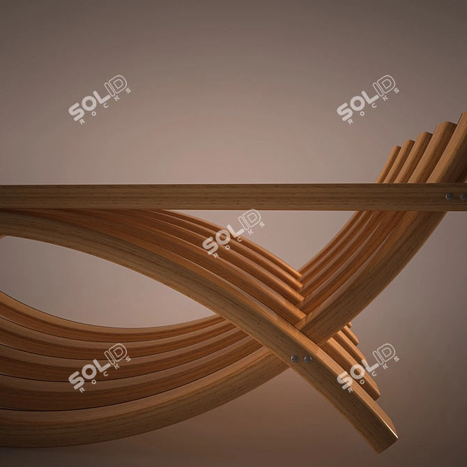 Ethnic Wooden Bench 3D model image 3