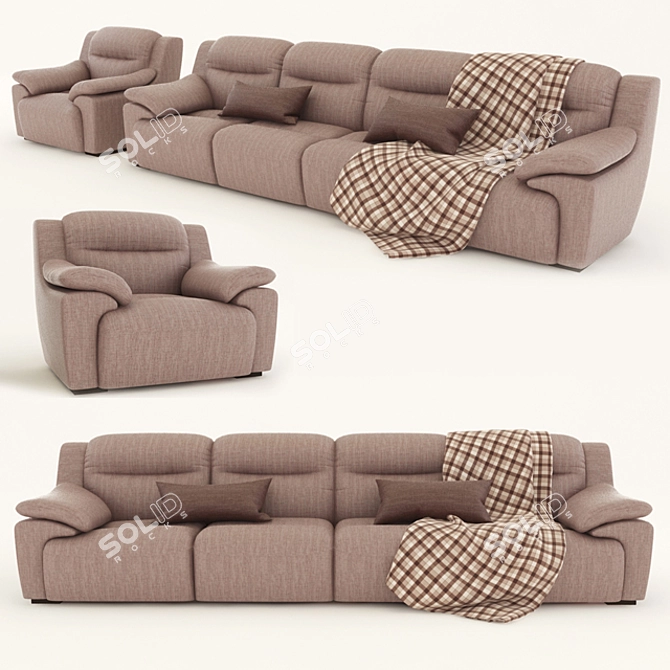 Premium Dali Sofa and Chair Set 3D model image 1