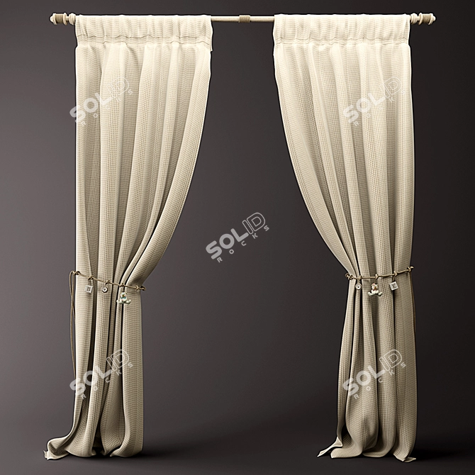 Playful Kids' Curtains & Rope 3D model image 1