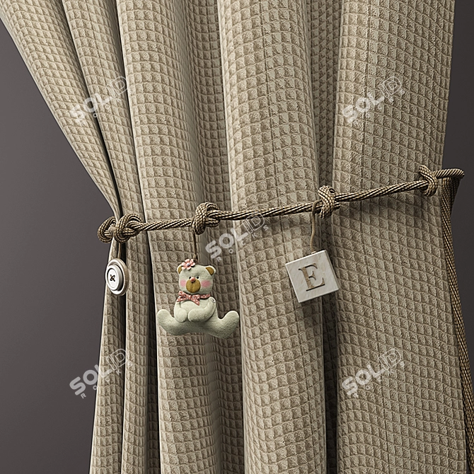 Playful Kids' Curtains & Rope 3D model image 2