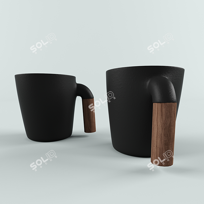 Handcrafted Ceramic Walnut Mug 3D model image 1