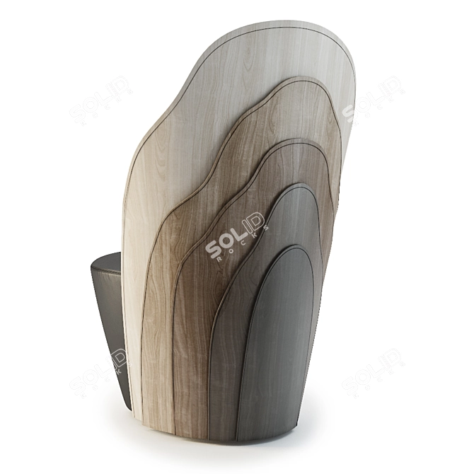 Contoured Wood Armchair 3D model image 2