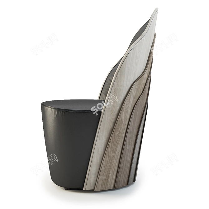 Contoured Wood Armchair 3D model image 3