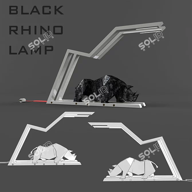 Black Rhino Lamp - Sleek and Modern Lighting 3D model image 1