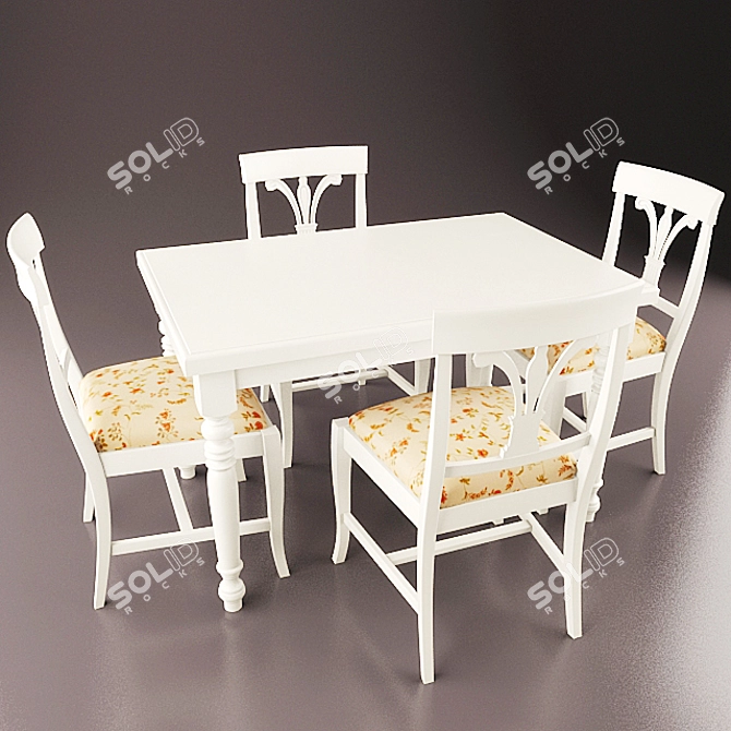 Modern Italian Giglio Dining Set 3D model image 2