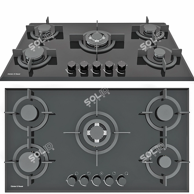 Gunter & Hauer Gas Cooktop S9B - Sleek and Reliable 3D model image 1