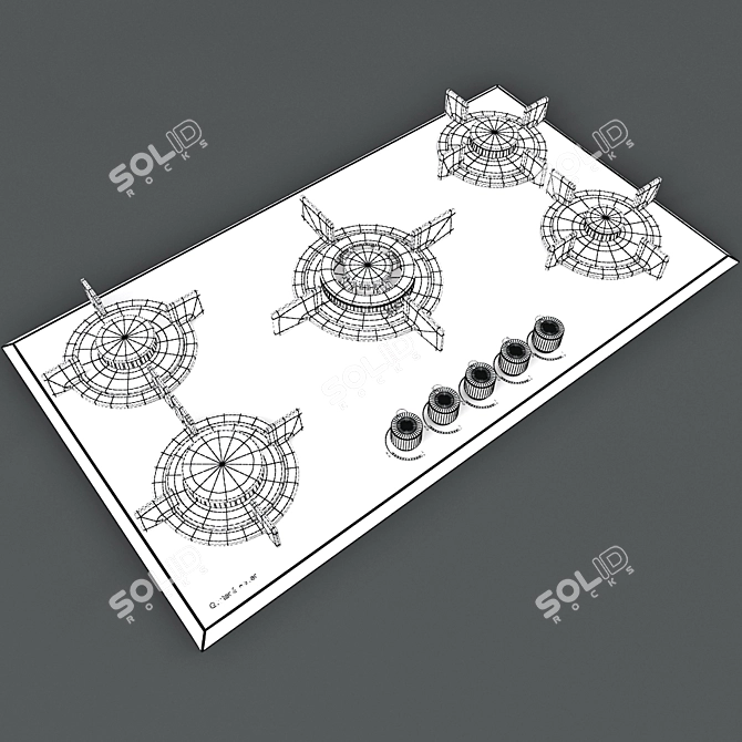 Gunter & Hauer Gas Cooktop S9B - Sleek and Reliable 3D model image 3