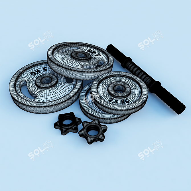 Versatile Dumbbell Set: Grips, Plates & Locks 3D model image 3