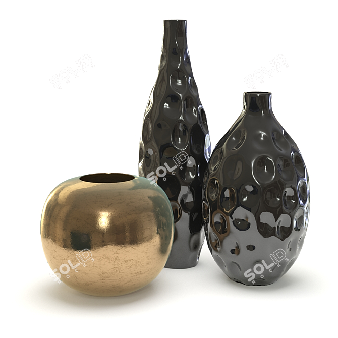 Elegant Trio of Hoff Vases 3D model image 1