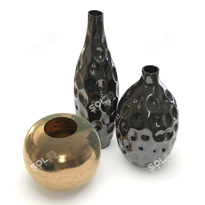 Elegant Trio of Hoff Vases 3D model image 2