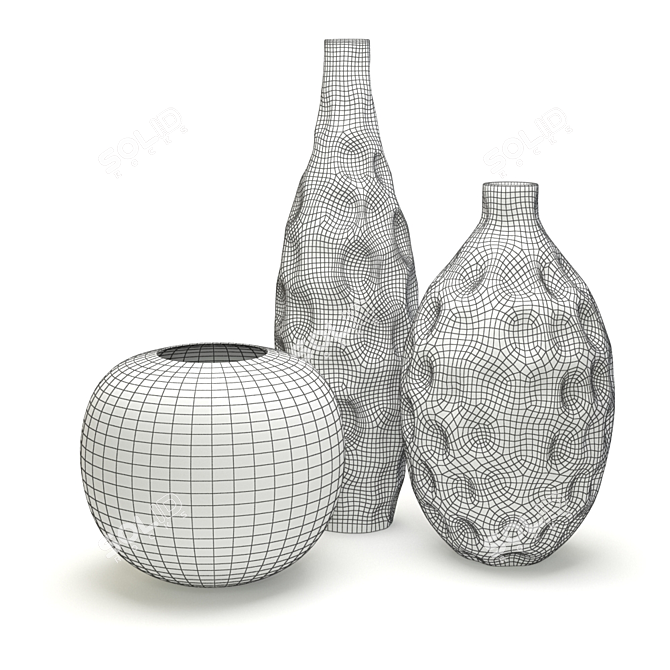 Elegant Trio of Hoff Vases 3D model image 3