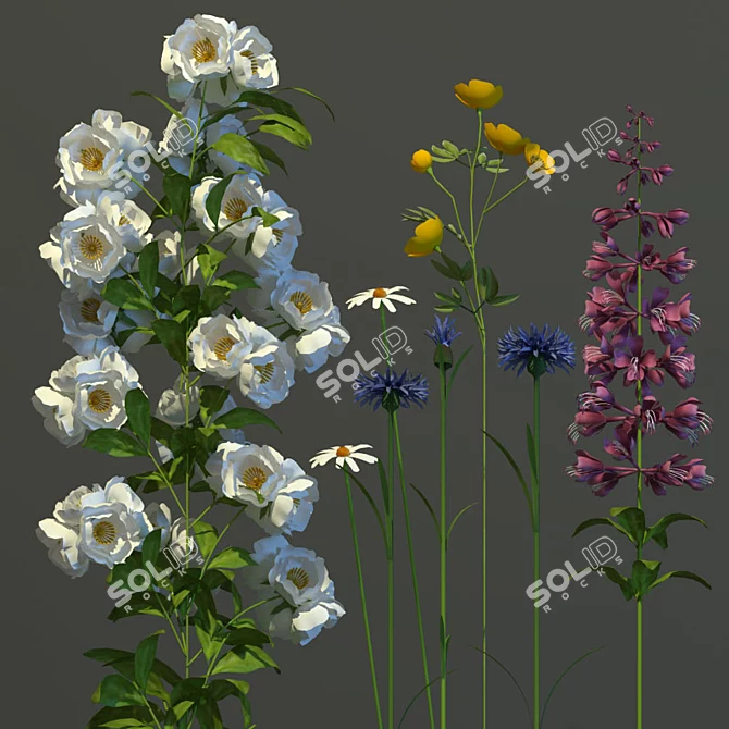 Title: Radiant Meadow Bouquet 3D model image 2