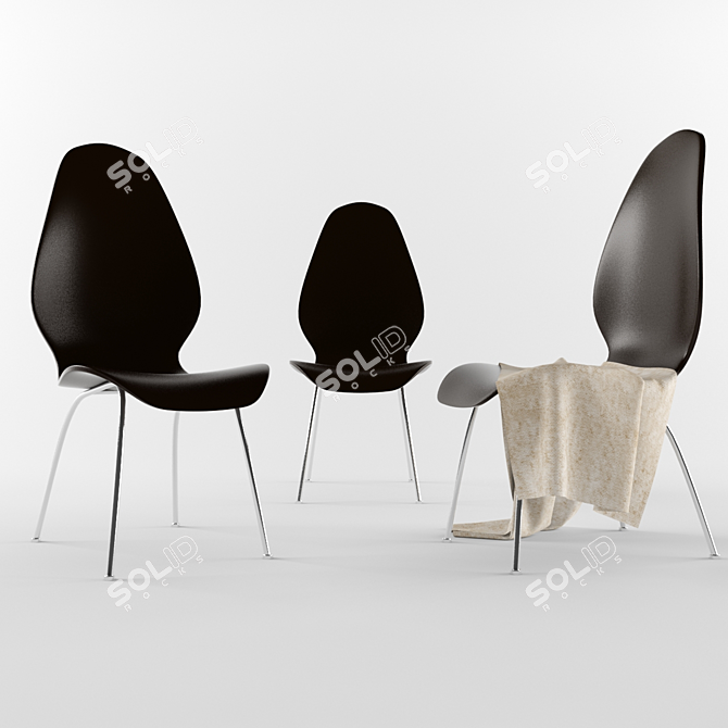 Chrome-legged Plastic Chair with Optional Fabric 3D model image 3