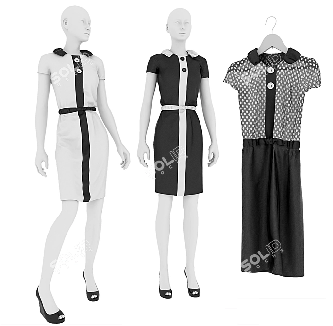 Marvelous Designer Dress with Strap (3 Styles) 3D model image 1