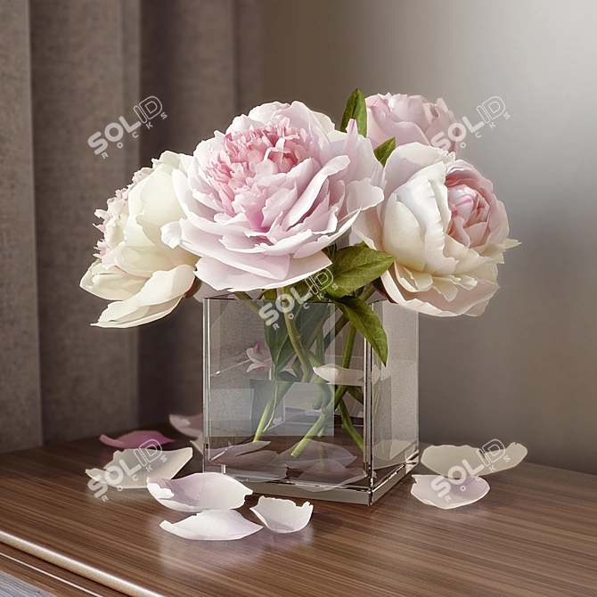 Title: Exquisite Peonies Bouquet 3D model image 1