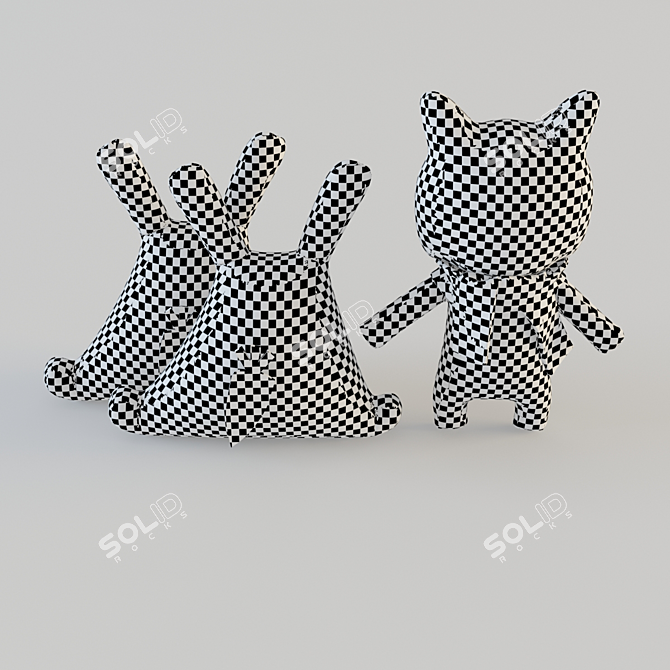 Cuddly Companions for Kids: Cat and Bunnies 3D model image 3