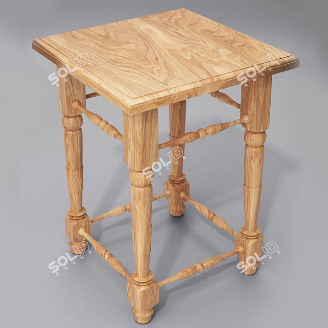 Rustic Wood Stool 3D model image 1