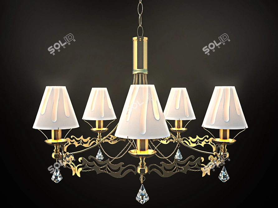 Golden Glow 5-Light Chandelier 3D model image 1