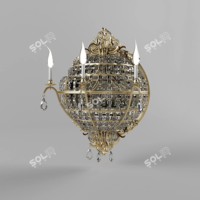 Golden Elegance Mirror Sconce 3D model image 1