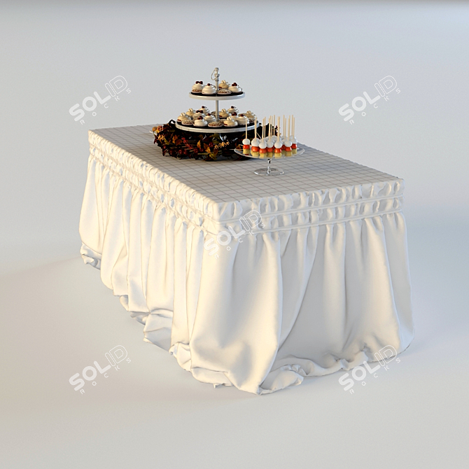 Festive Dining Table 3D Model 3D model image 2