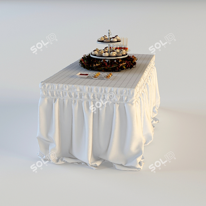 Festive Dining Table 3D Model 3D model image 3