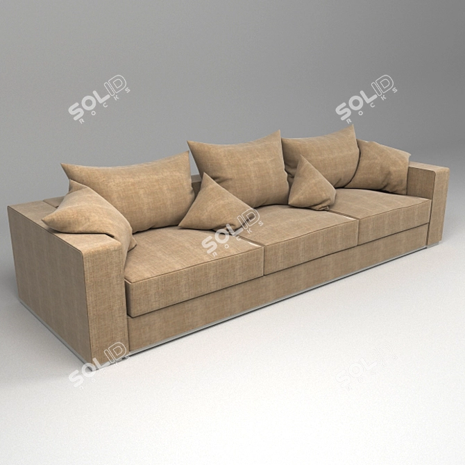 Cozy 3-Seater Sofa 3D model image 1