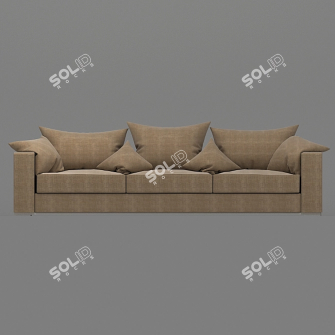 Cozy 3-Seater Sofa 3D model image 2