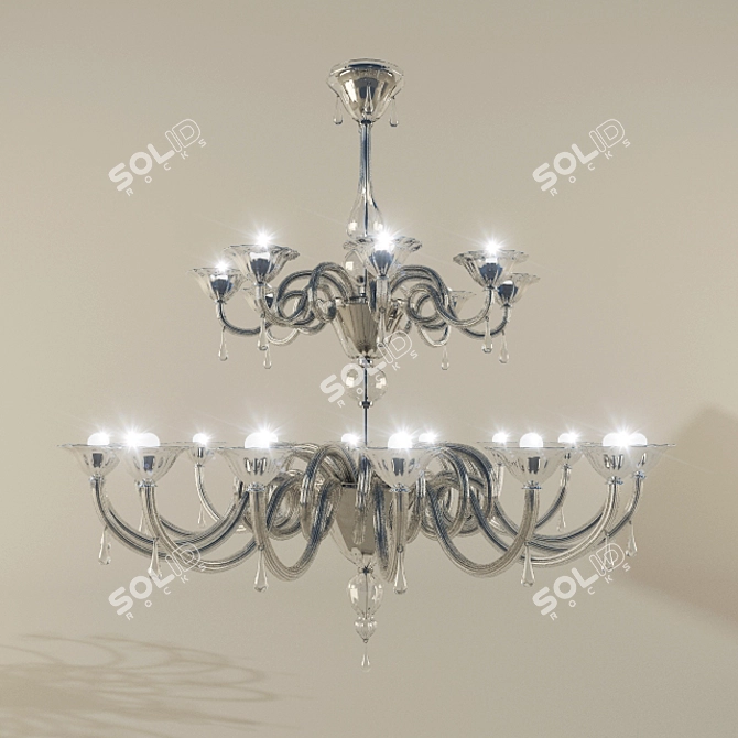 Chandelier Sylcom 1380/16 + 8

 Elegant Italian Chandelier: Chrome & Glass 3D model image 1
