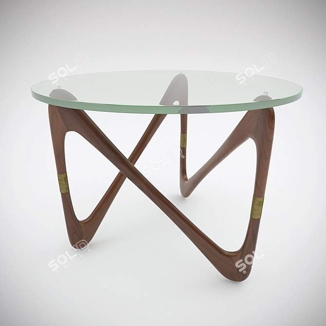 Moebius - Walnut and Glass Coffee Table 3D model image 1