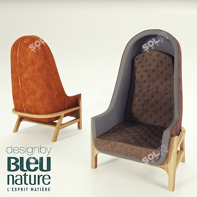 Bleu Nature Wingback Chair: Modern Elegance 3D model image 1