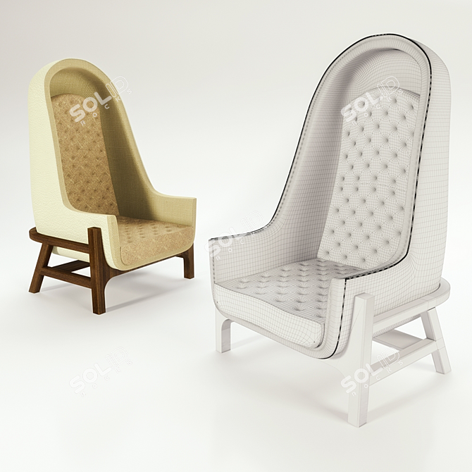 Bleu Nature Wingback Chair: Modern Elegance 3D model image 2