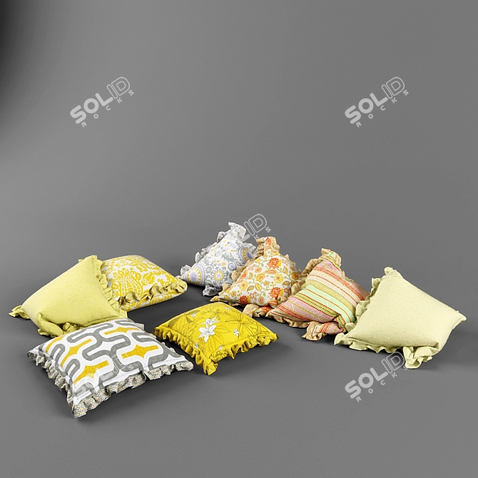 Title: Textured Throw Pillows 3D model image 1