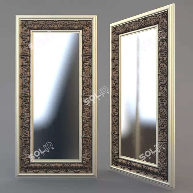 Decorative Carved Frame Mirror 3D model image 1