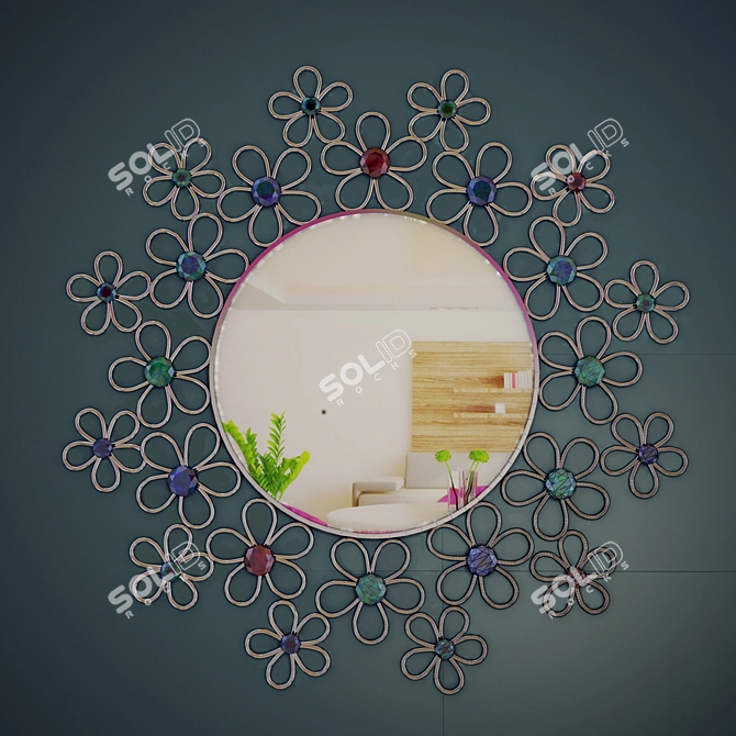 Metal Round Wall Mirror 3D model image 1