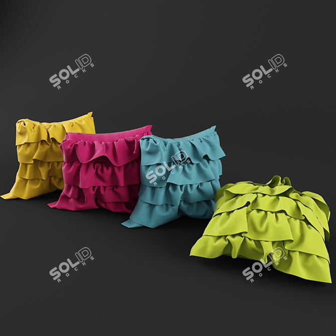 Vibrant Ruffled Pillows 3D model image 1