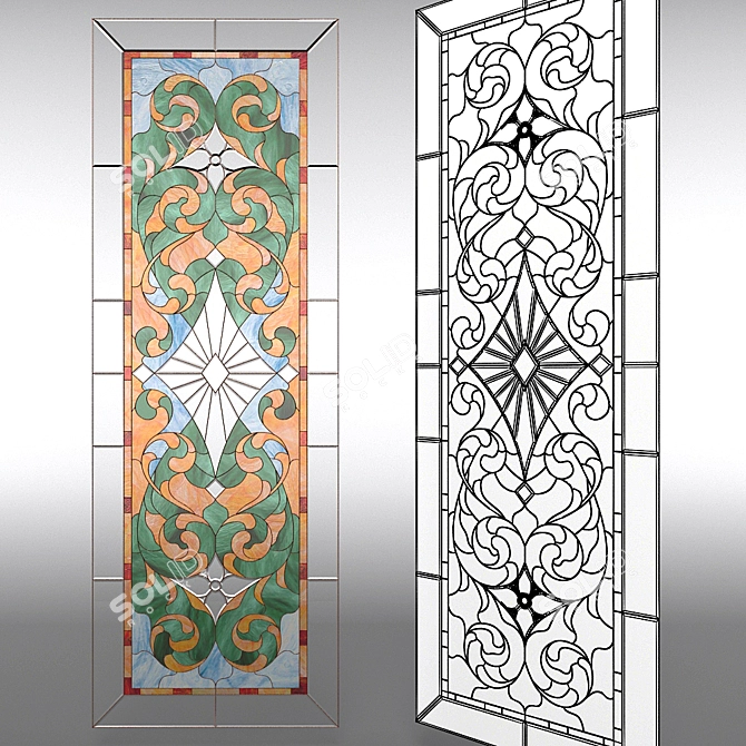 Tiffany Fusion Stained Glass Window 3D model image 1