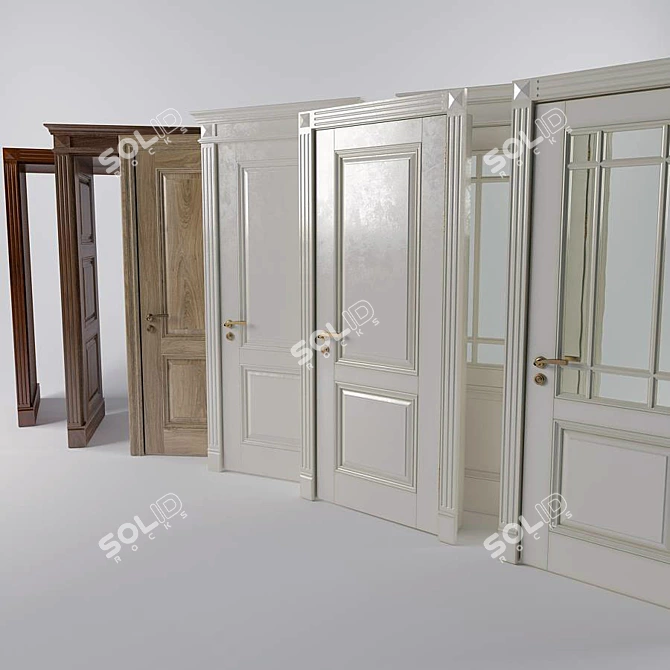 Elegant Multi-Panel Door 3D model image 1