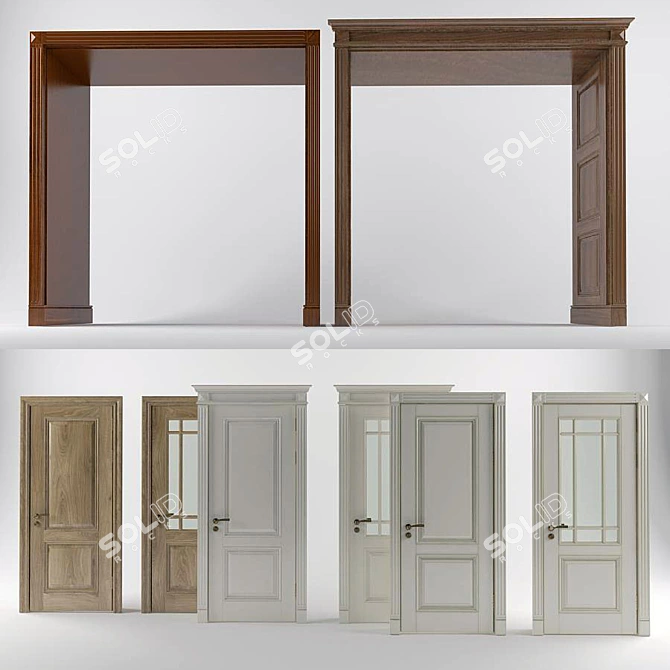 Elegant Multi-Panel Door 3D model image 2