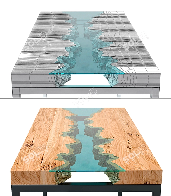 Natural Wood Table by Greg Klassen 3D model image 2