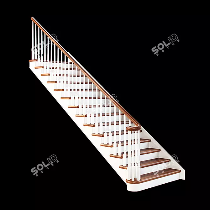 Elegant Single-Flight Staircase 3D model image 1