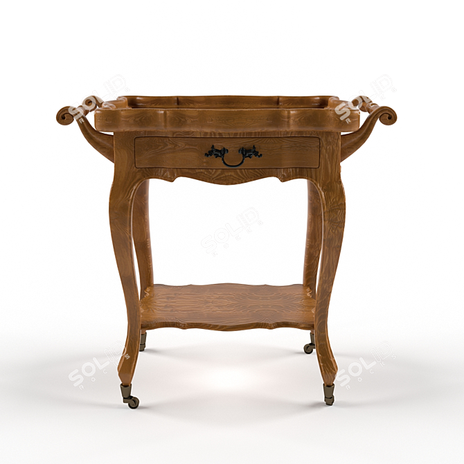Elegant Louise Oak Serving Table 3D model image 1