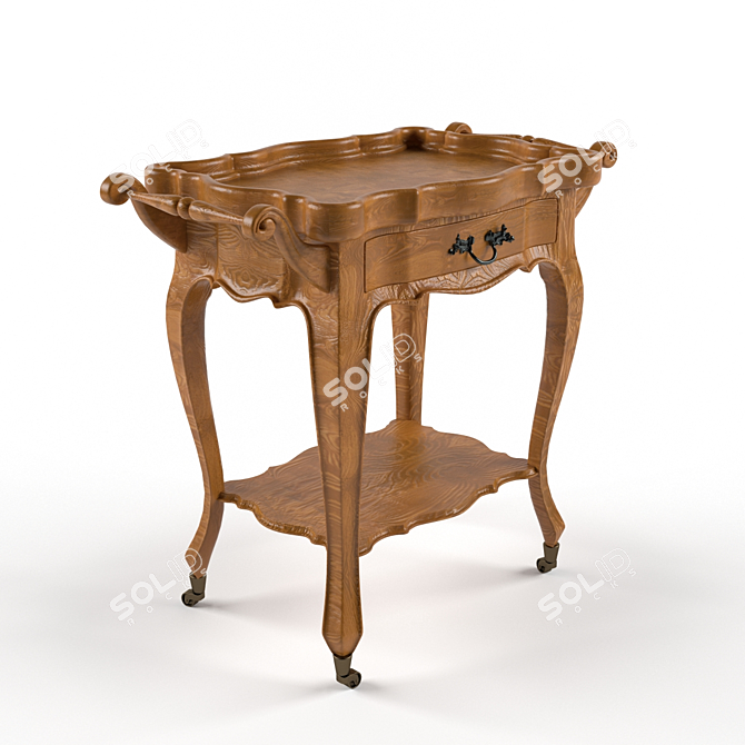 Elegant Louise Oak Serving Table 3D model image 2