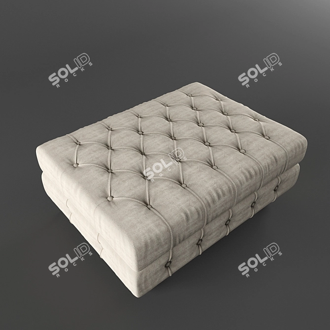 Vintage English Chesterfield Style Restored Ottoman 3D model image 2