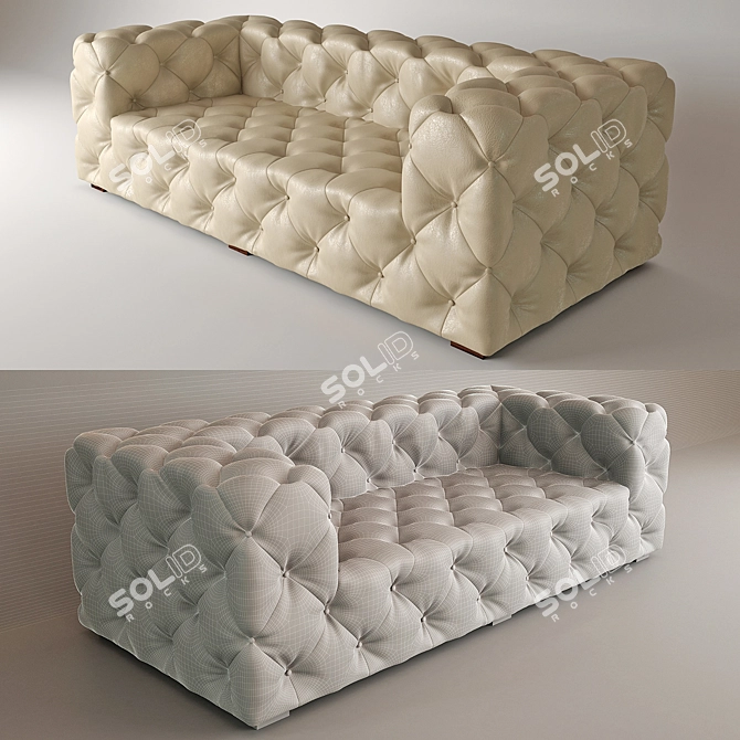 Sleek RH SOHO Leather Sofa 3D model image 1