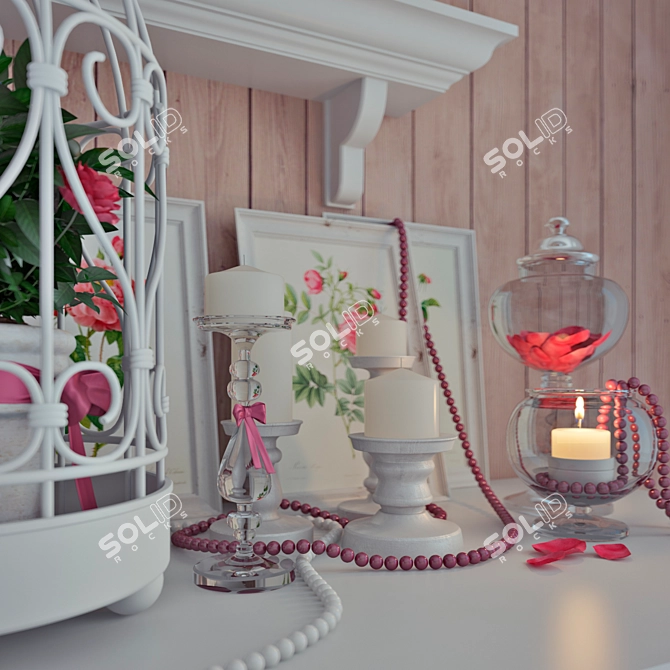Elegant Provence Camellia Set 3D model image 2