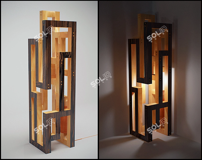 Sleek Pine LED Floor Lamp 3D model image 1